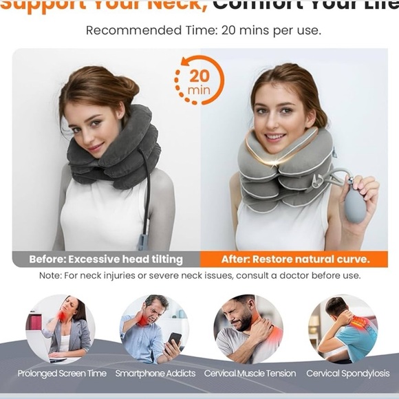 NWT Neck stretcher with neck brace color gray - Picture 2 of 11